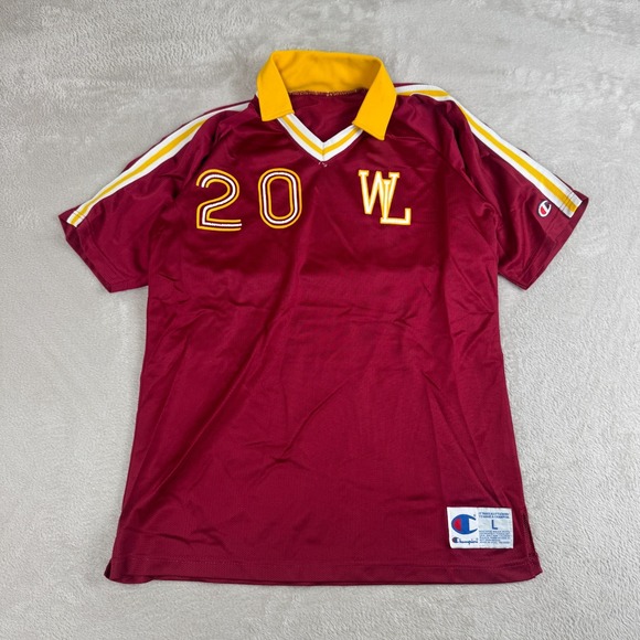 VTG 90s Champion WL #20 Football Soccer Jersey Top Mens L Red Preowned Sports - Picture 1 of 6